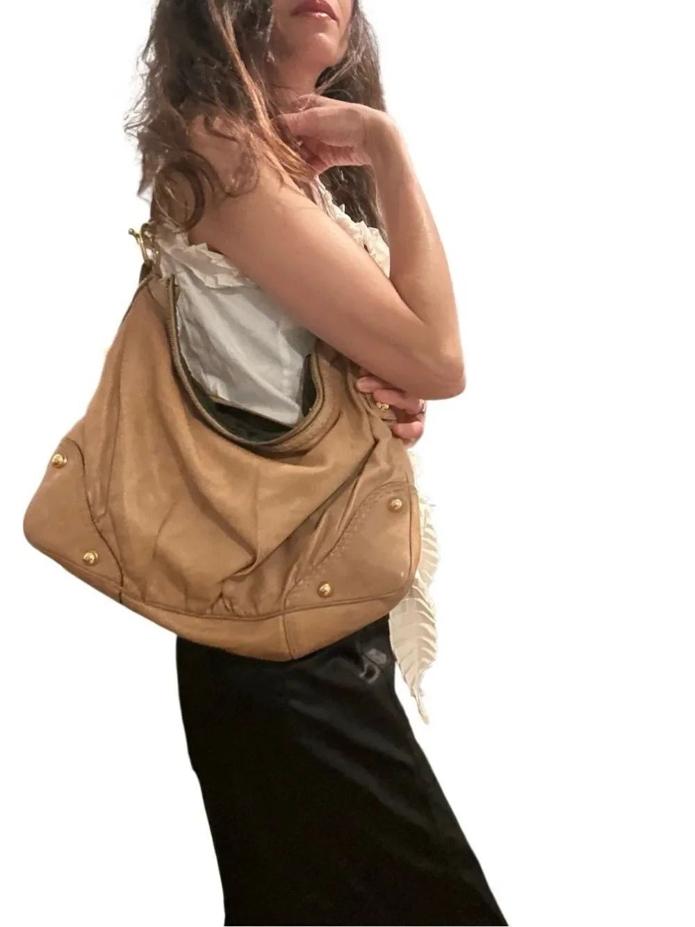Classic Tan Leather Shoulder Bag - Women